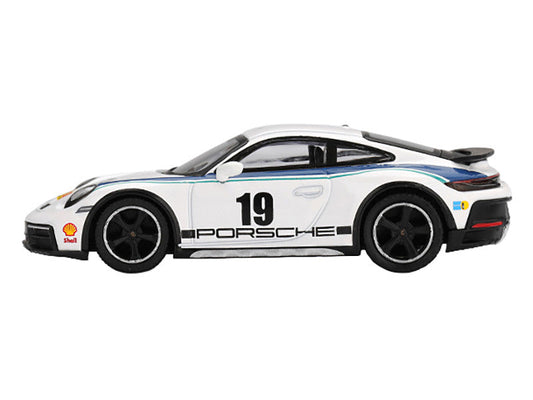 Porsche 911 Dakar #19 "Rally 1974" Tribute Livery White with Blue Stripes Limited Edition 1/64 Diecast Model Car by Mini GT Mini GT