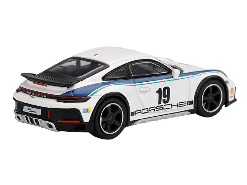 Porsche 911 Dakar #19 "Rally 1974" Tribute Livery White with Blue Stripes Limited Edition 1/64 Diecast Model Car by Mini GT Mini GT