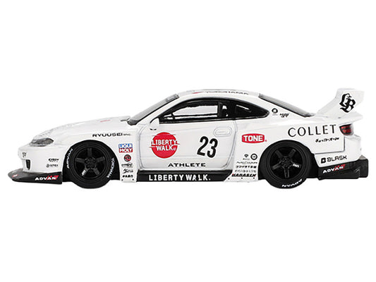 Nissan Silvia (S15) LB-Super Silhouette RHD (Right Hand Drive) #23 "Athlete" White with Graphics Limited Edition 1/64 Diecast Model Car by Mini GT-0