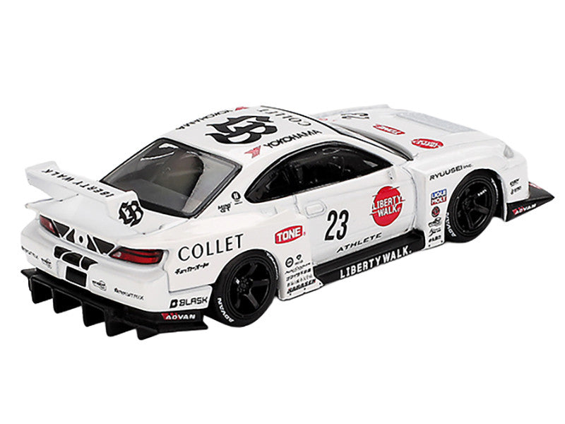 Nissan Silvia (S15) LB-Super Silhouette RHD (Right Hand Drive) #23 "Athlete" White with Graphics Limited Edition 1/64 Diecast Model Car by Mini GT-1