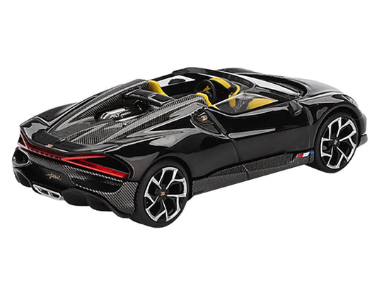 Bugatti W16 Mistral Black with Yellow Interior Limited Edition 1/64 Diecast Model Car by Mini GT-1