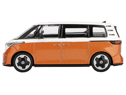 Volkswagen ID.Buzz Van Candy White and Energetic Orange Metallic Limited Edition 1/64 Diecast Model Car by Mini GT Mini GT