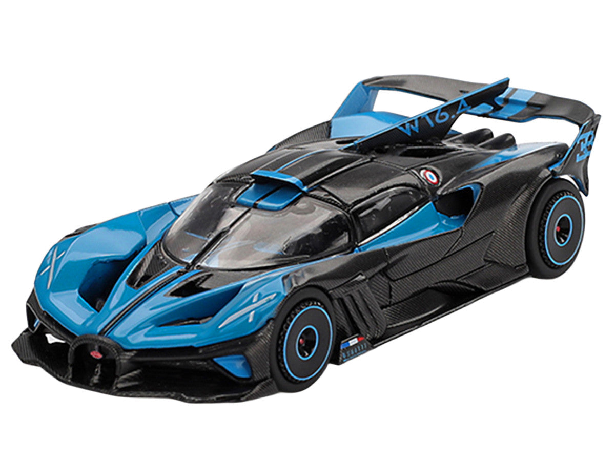 Bugatti Bolide Presentation Blue and Carbon Fiber Limited Edition 1/64 Diecast Model Car by Mini GT Mini GT