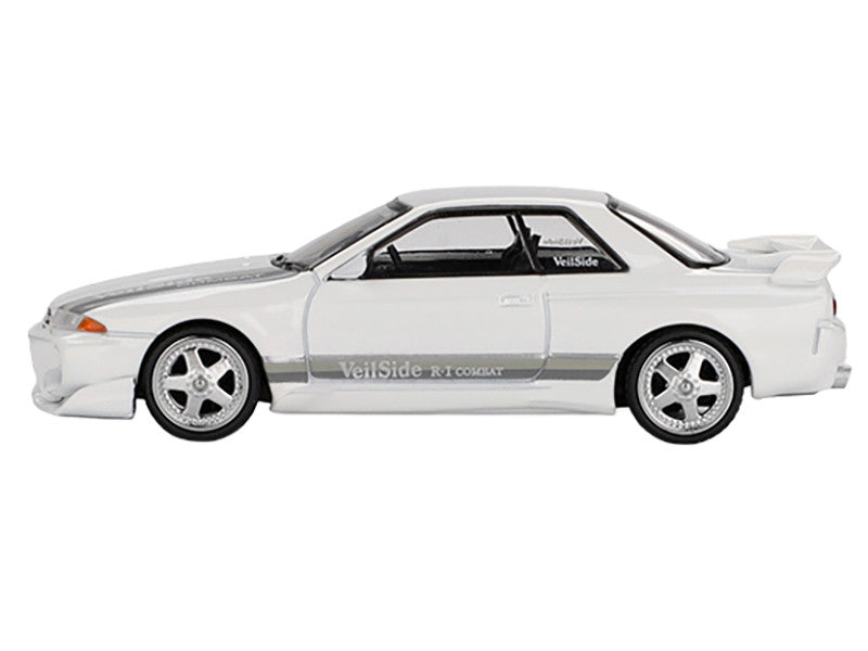 Nissan Skyline GT-R (R32) RHD (Right Hand Drive) "Veilside Combat C-I" White with Gray Stripes Limited Edition 1/64 Diecast Model Car by Mini GT Mini GT