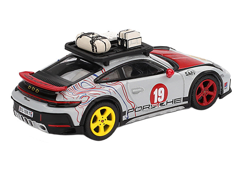 Porsche 911 Dakar #19 "Uncle Rally" Gray with Graphics and Roof Rack Limited Edition 1/64 Diecast Model Car by Mini GT Mini GT