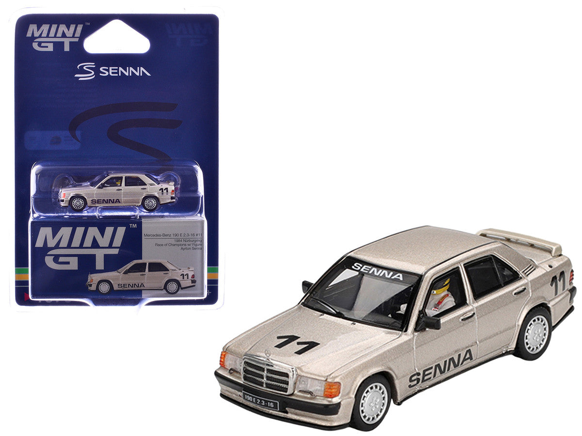 Mercedes-Benz 190E 2.3-16 #11 Ayrton Senna Winner "Nurburgring Race of Champions" (1984) with Driver Figure Limited Edition 1/64 Diecast Model Car by Mini GT-2