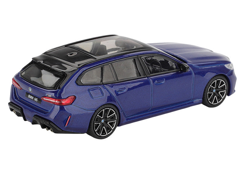 BMW M5 Touring Marina Bay Blue Metallic with Black Top and Sun Roof Limited Edition 1/64 Diecast Model Car by Mini GT Mini GT