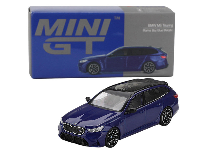 BMW M5 Touring Marina Bay Blue Metallic with Black Top and Sun Roof Limited Edition 1/64 Diecast Model Car by Mini GT Mini GT