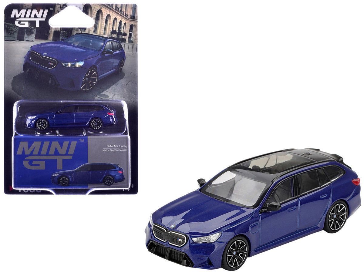 BMW M5 Touring Marina Bay Blue Metallic with Black Top and Sun Roof Limited Edition 1/64 Diecast Model Car by Mini GT Mini GT