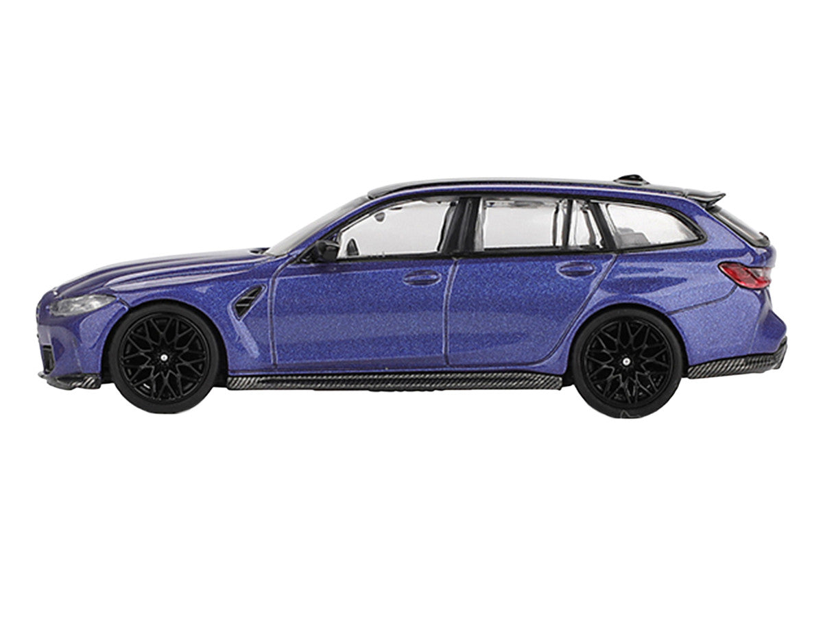 BMW M3 Competition Touring Portimao Blue Metallic with Black Top 1/64 Diecast Model Car by Mini GT-0