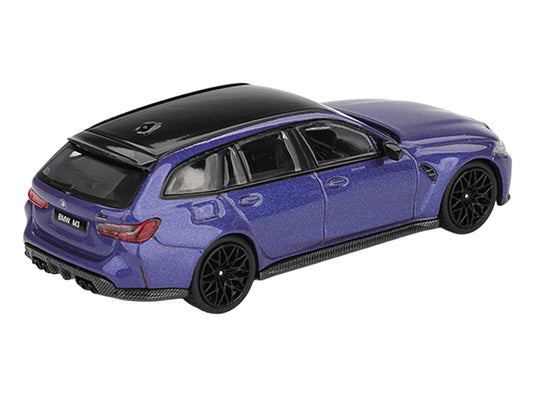 BMW M3 Competition Touring Portimao Blue Metallic with Black Top 1/64 Diecast Model Car by Mini GT-1