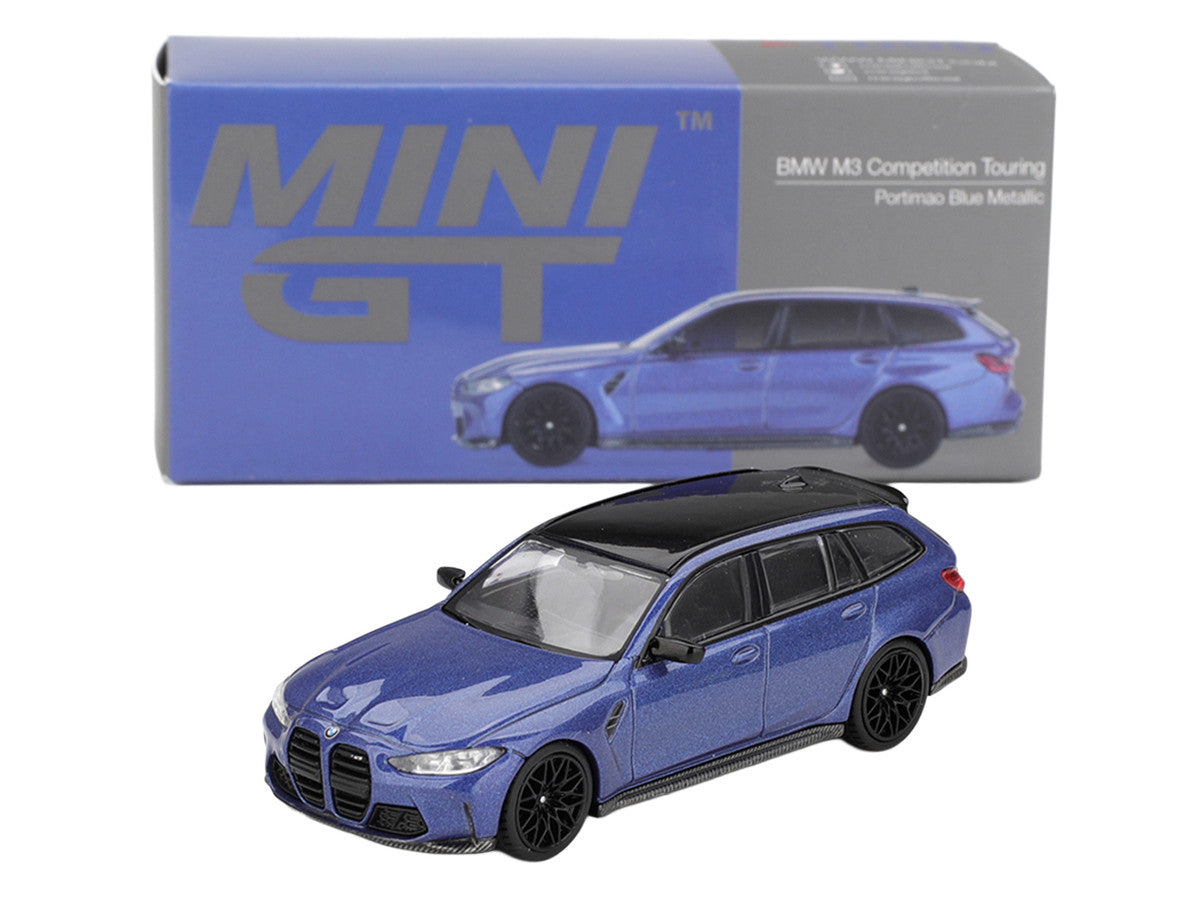 BMW M3 Competition Touring Portimao Blue Metallic with Black Top 1/64 Diecast Model Car by Mini GT-2