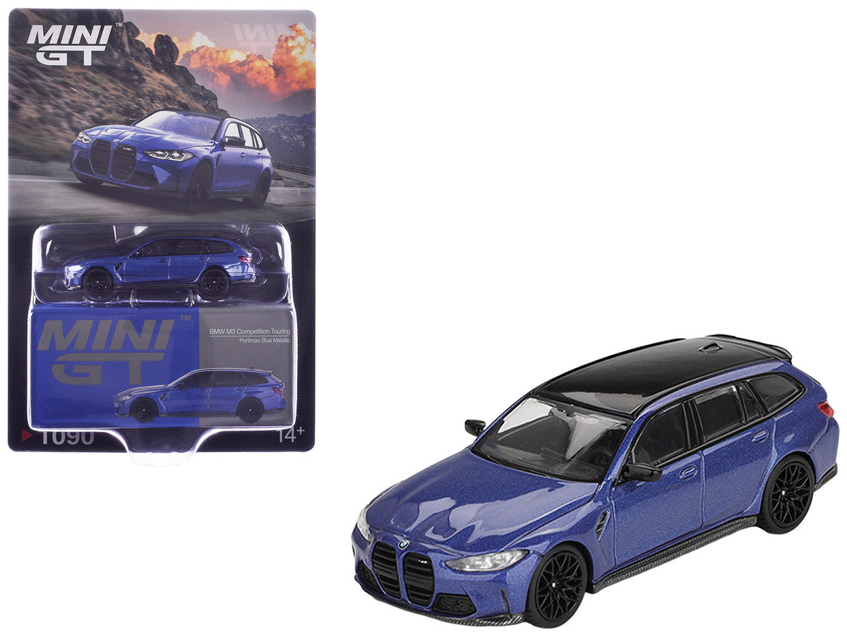 BMW M3 Competition Touring Portimao Blue Metallic with Black Top 1/64 Diecast Model Car by Mini GT-3