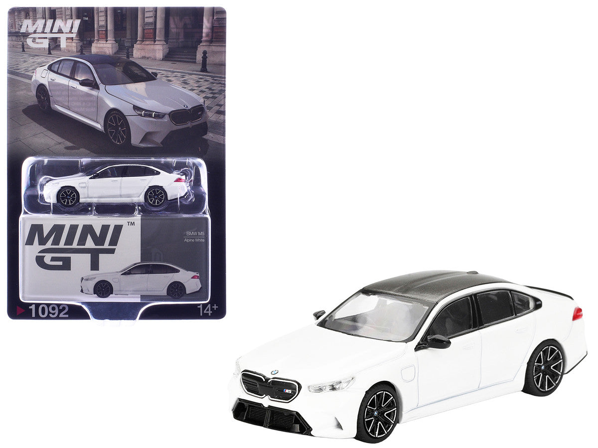 BMW M5 Alpine White with Carbon Top Limited Edition 1/64 Diecast Model Car by Mini GT Mini GT