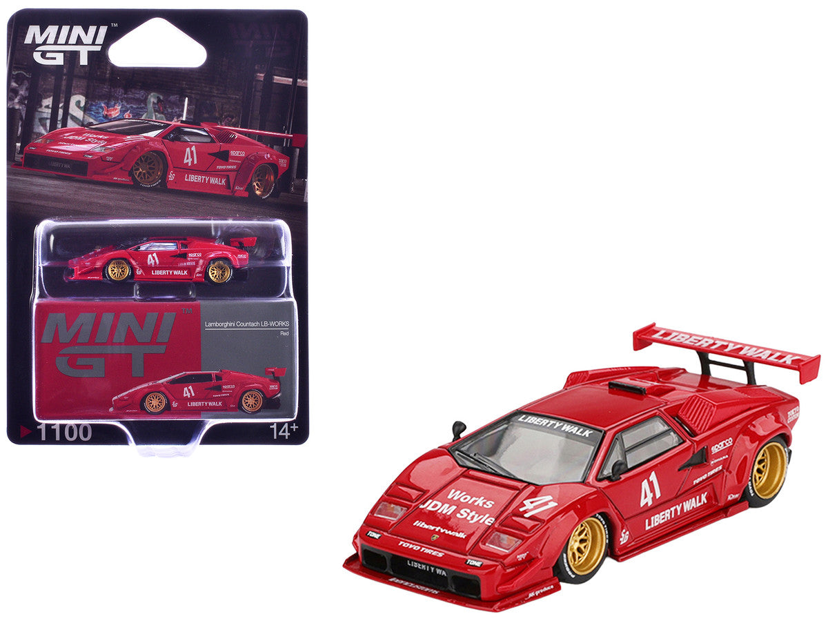 Lamborghini Countach LB-WORKS #41 Red Limited Edition 1/64 Diecast Model Car by Mini GT-3