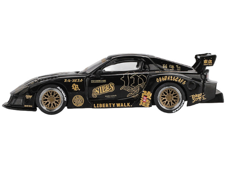 Mazda RX-7 LB-Super Silhouette "FD-NILES" Black with Gold Graphics Limited Edition 1/64 Diecast Model Car by Mini GT Mini GT