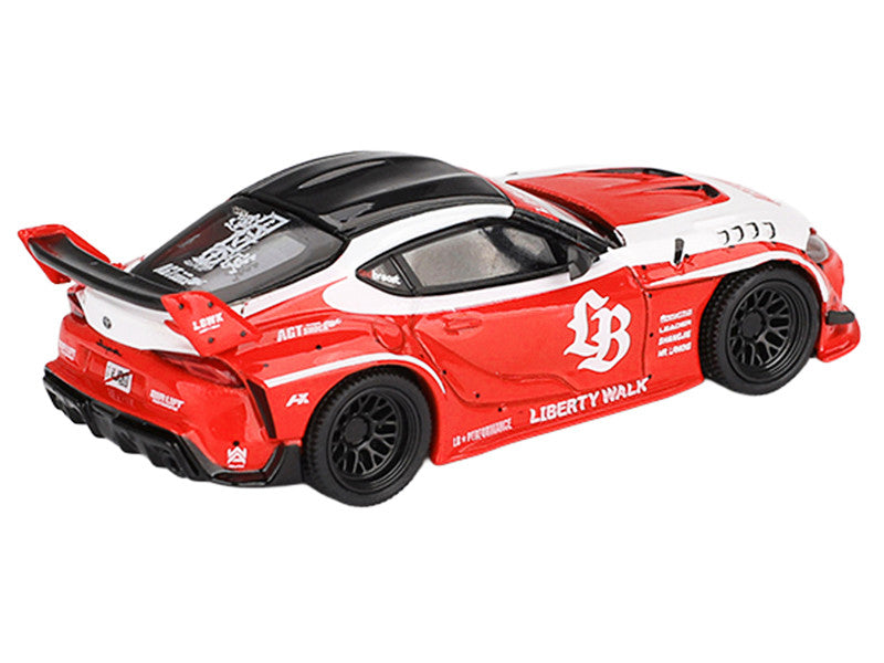 Toyota GR Supra "LB-Works" Red with White Stripes and Black Top Limited Edition 1/64 Diecast Model Car by Mini GT Mini GT