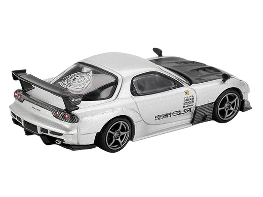Mazda RX-7 RE-Amemiya Silver Metallic with Matt Black Hood Limited Edition 1/64 Diecast Model Car by Mini GT-1