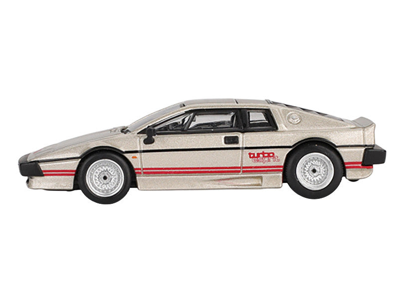 Lotus Esprit Turbo Silver Metallic with Red Stripes Limited Edition 1/64 Diecast Model Car by Mini GT Mini GT