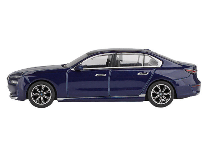 BMW i7 xDrive60 Tanzanite Blue Metallic with Sun Roof Limited Edition 1/64 Diecast Model Car by Mini GT Mini GT