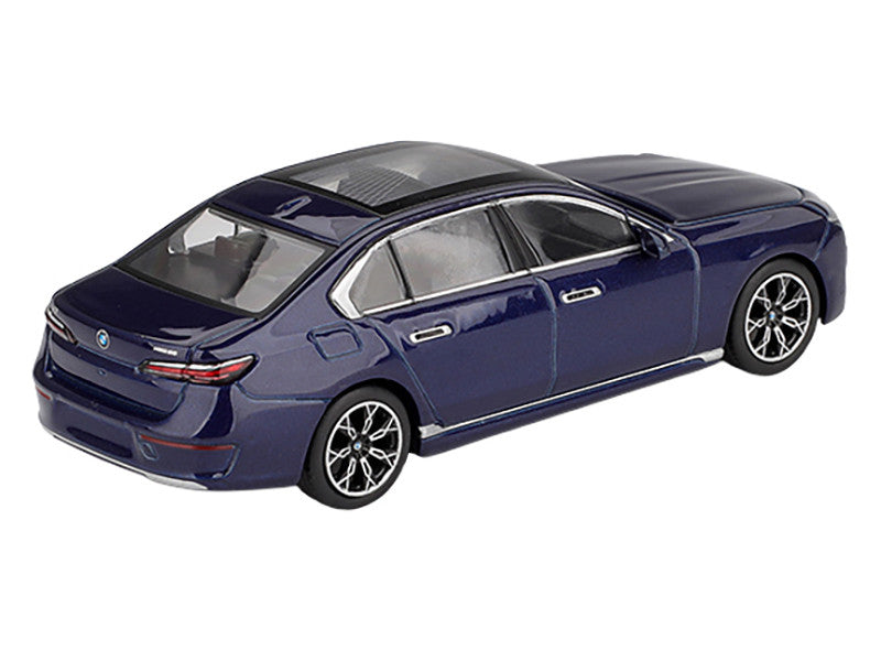 BMW i7 xDrive60 Tanzanite Blue Metallic with Sun Roof Limited Edition 1/64 Diecast Model Car by Mini GT Mini GT