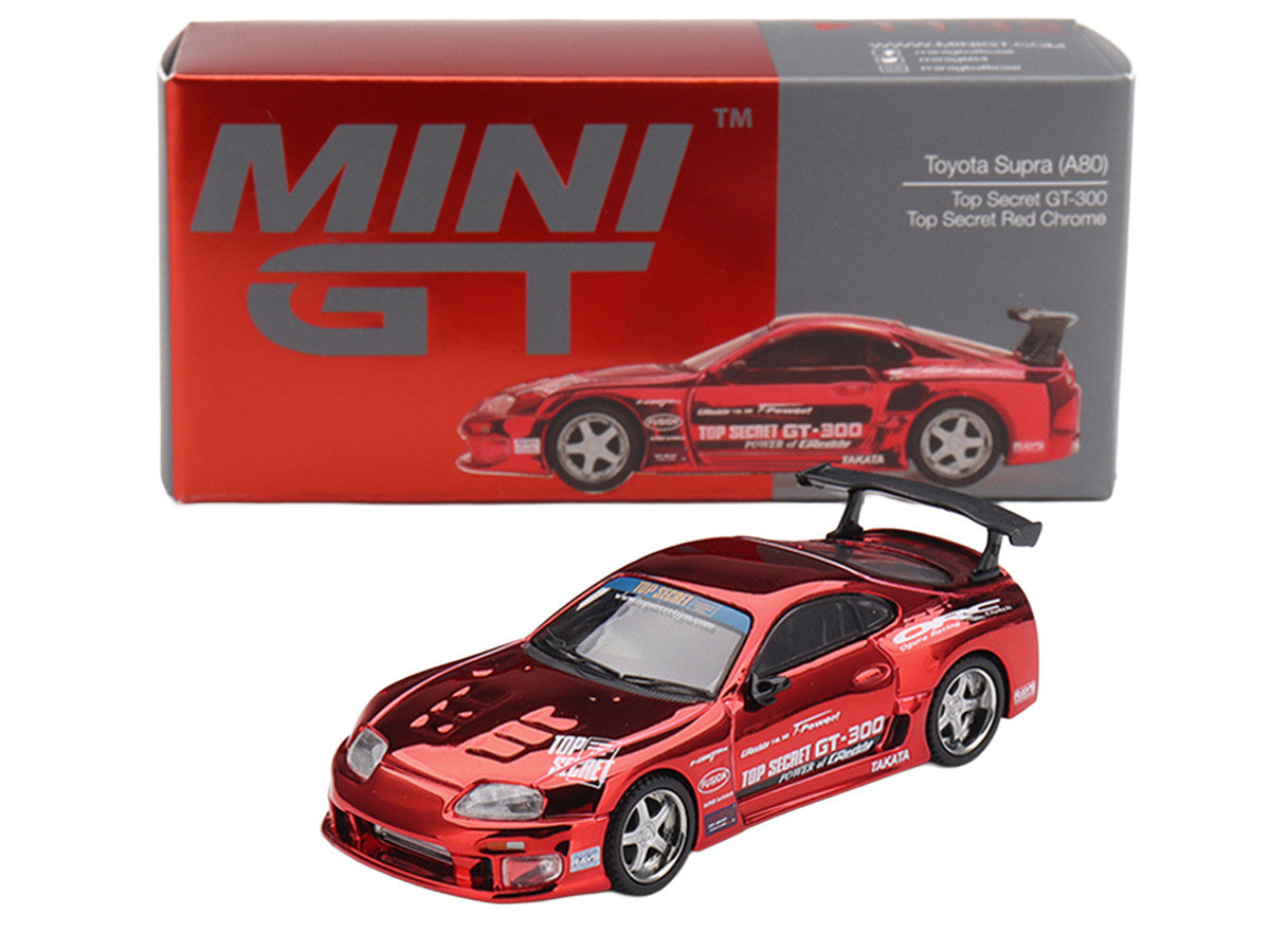 Toyota Supra (A80) Top Secret GT-300 RHD (Right Hand Drive) Red Chrome Limited Edition 1/64 Die Cast Model Car by Mini GT Mini GT