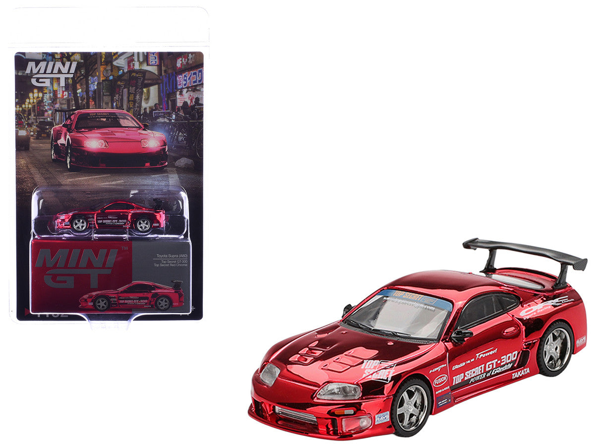 Toyota Supra (A80) Top Secret GT-300 RHD (Right Hand Drive) Red Chrome Limited Edition 1/64 Die Cast Model Car by Mini GT Mini GT