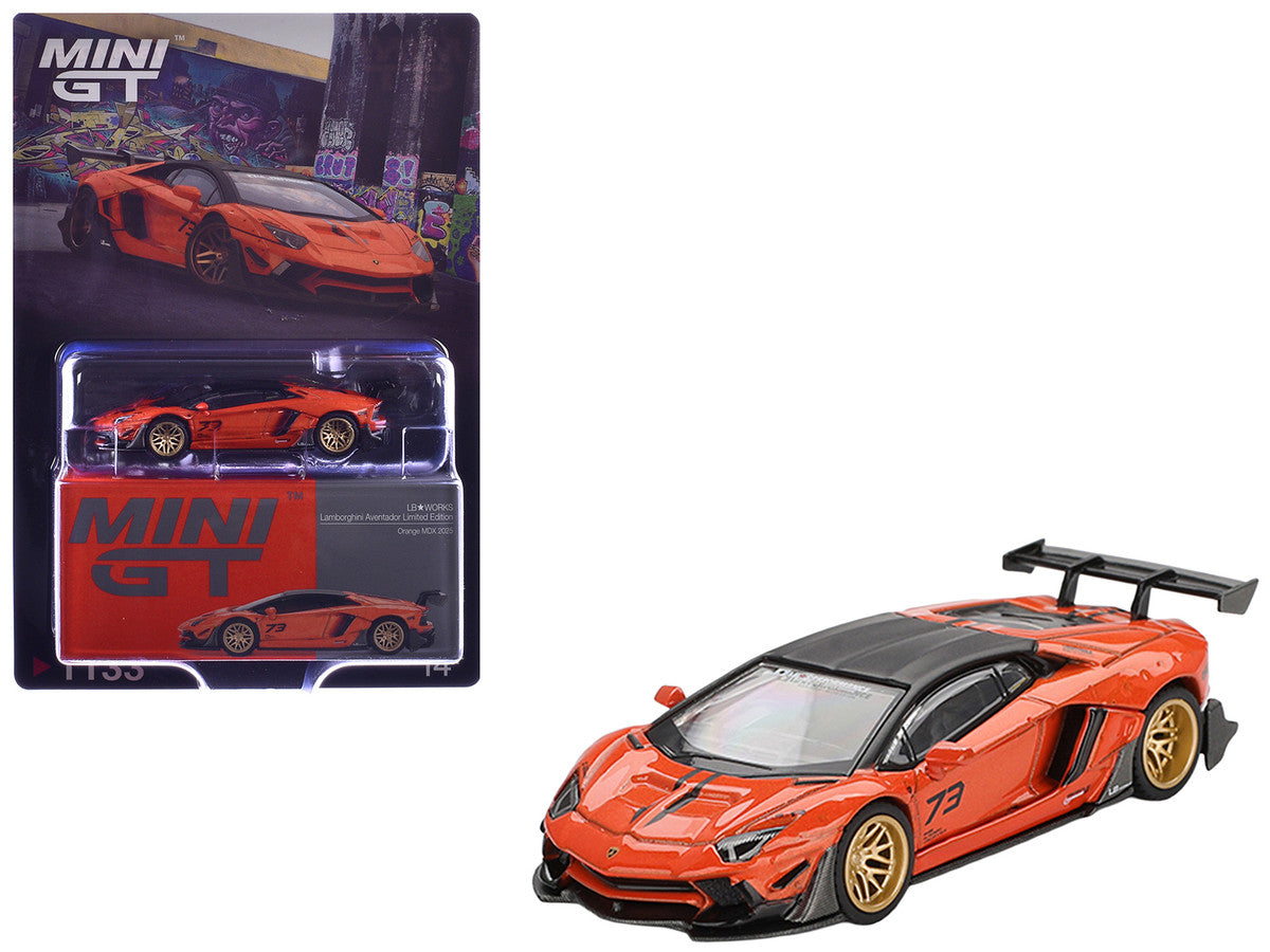 Lamborghini Aventador "LB-Works" Orange with Matt Black Top "Malaysia Diecast Expo (MDX) 2025" Limited Edition 1/64 Diecast Model Car by Mini GT Mini GT
