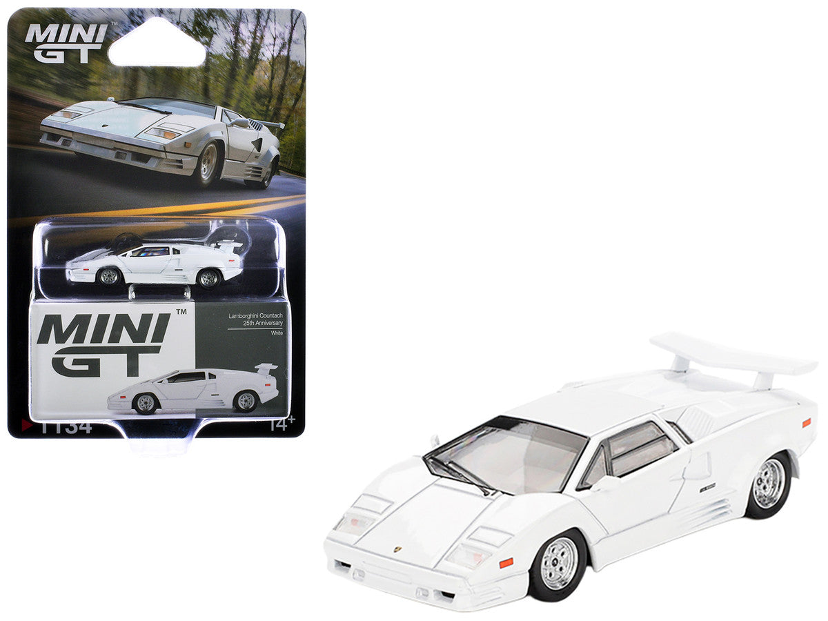 Lamborghini Countach "25th Anniversary" White Limited Edition 1/64 Diecast Model Car by Mini GT-3