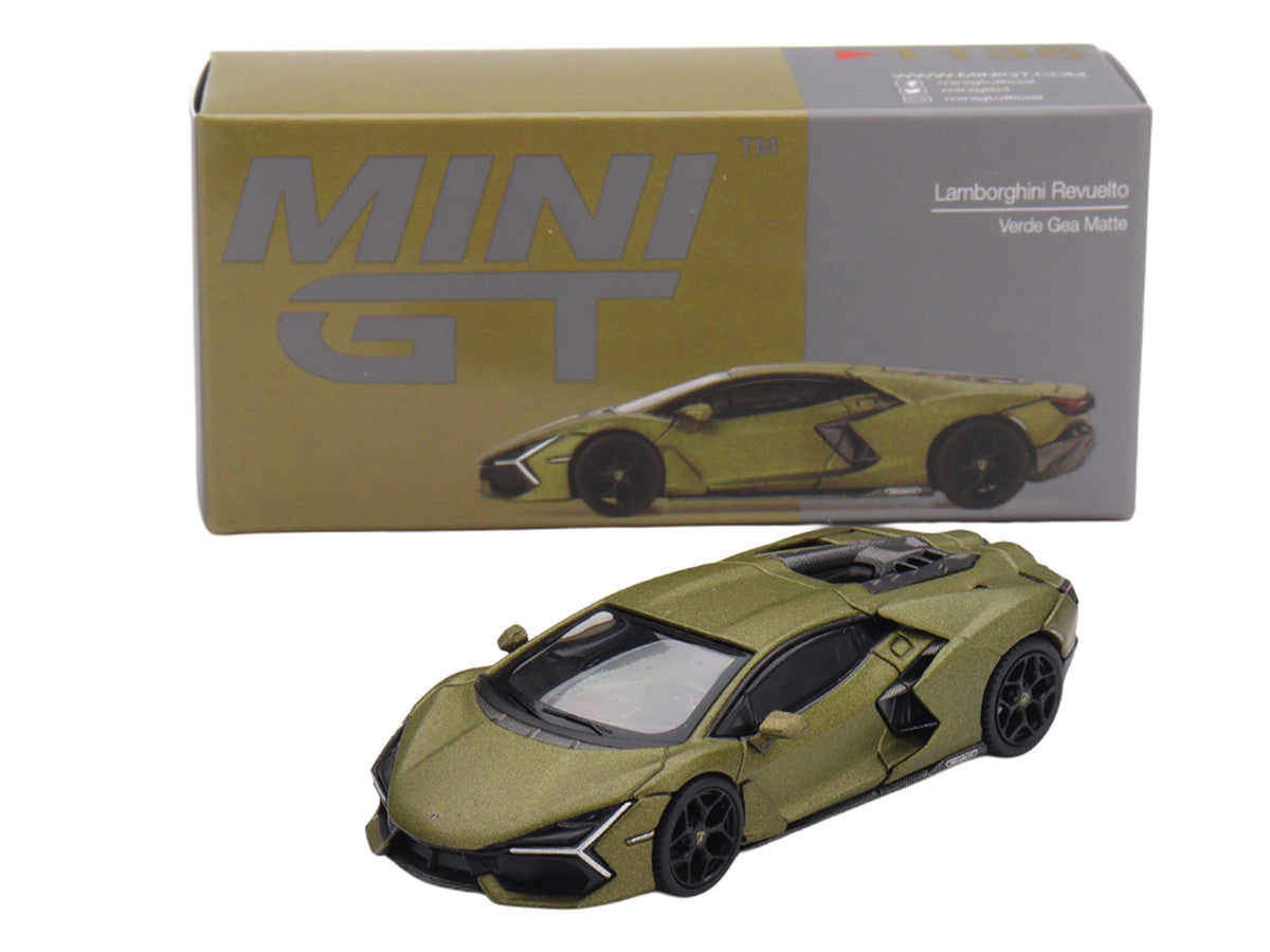 Lamborghini Revuelto Verde Gea Matte Green Metallic Limited Edition 1/64 Die Cast Model Car by Mini GT Mini GT