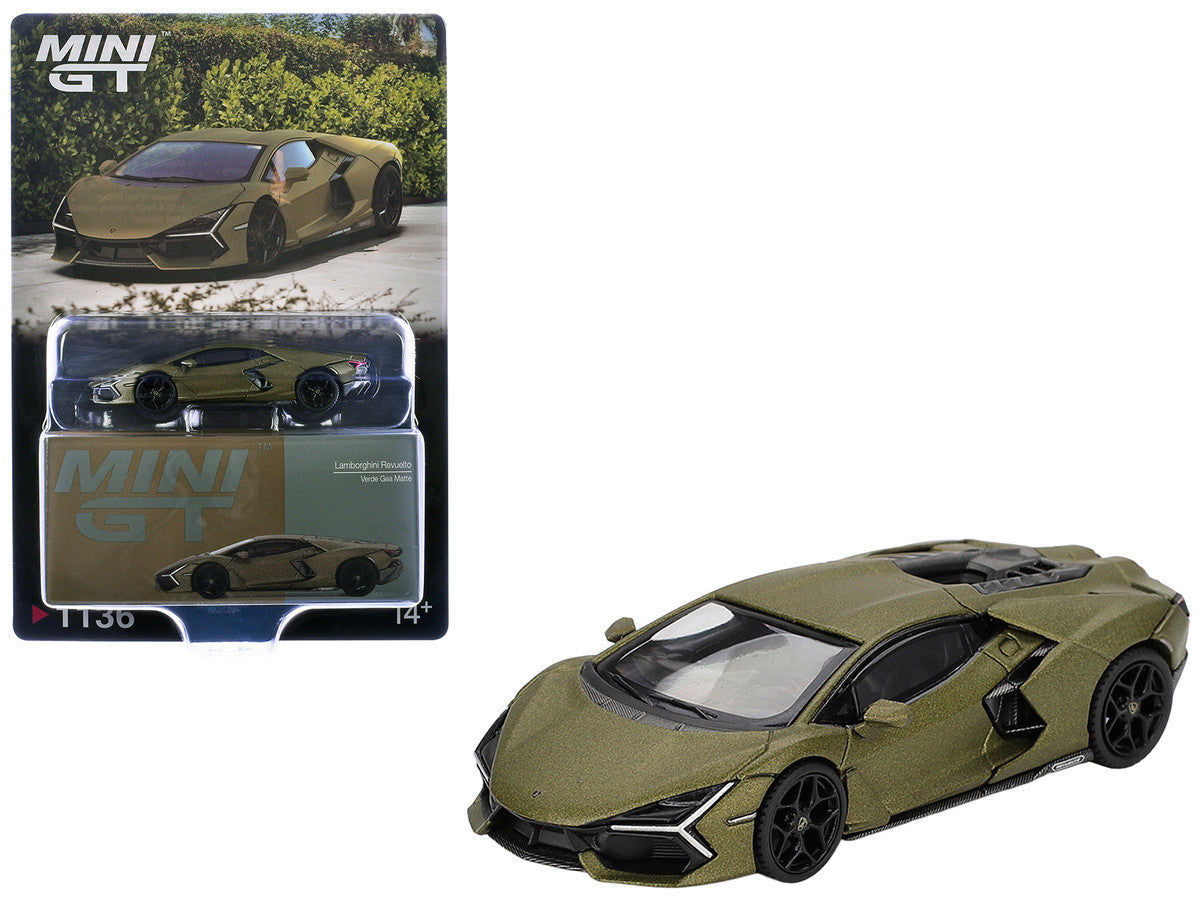 Lamborghini Revuelto Verde Gea Matte Green Metallic Limited Edition 1/64 Die Cast Model Car by Mini GT Mini GT