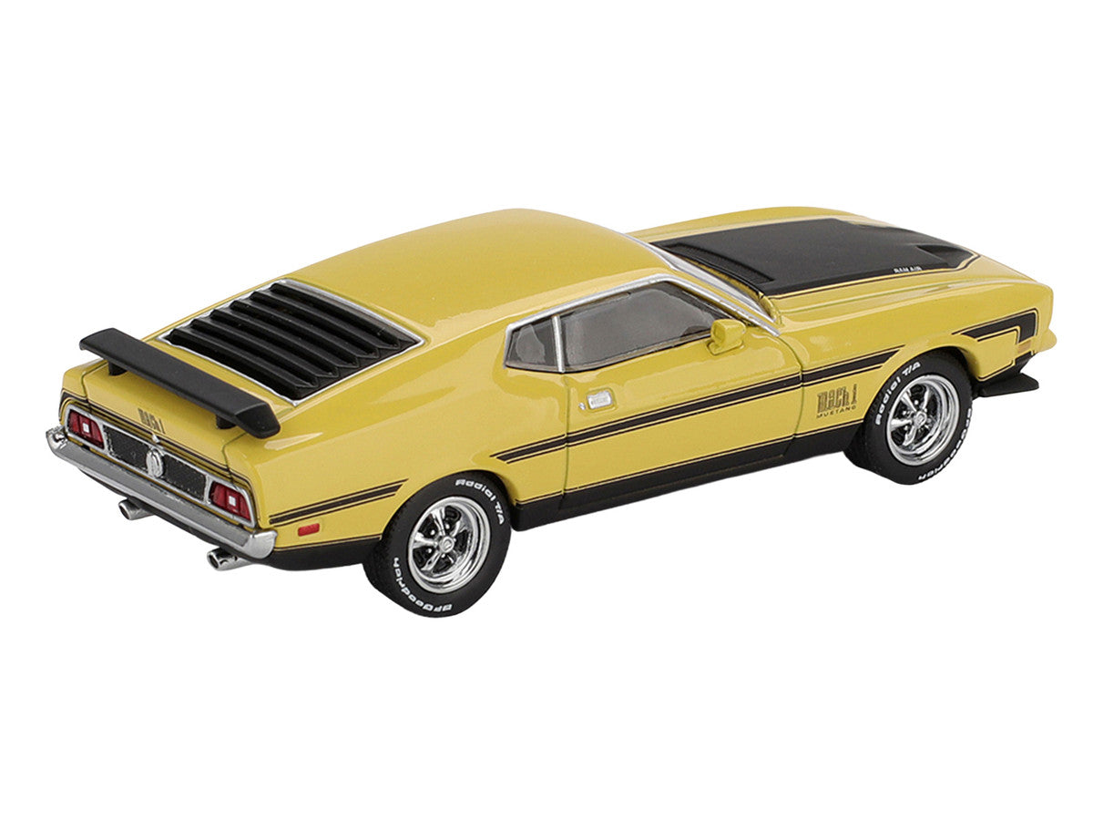 Ford Mustang Mach 1 Grabber Yellow with Black Hood and Stripes Limited Edition 1/64 Diecast Model Car by Mini GT Mini GT