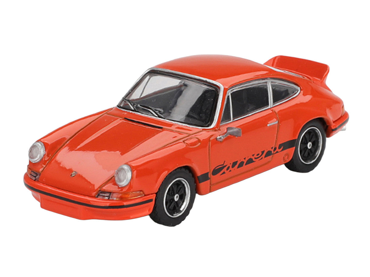 Porsche 911 Carrera RS 2.7 Tangerine with Black Stripes Limited Edition 1/64 Diecast Model Car by Mini GT Mini GT