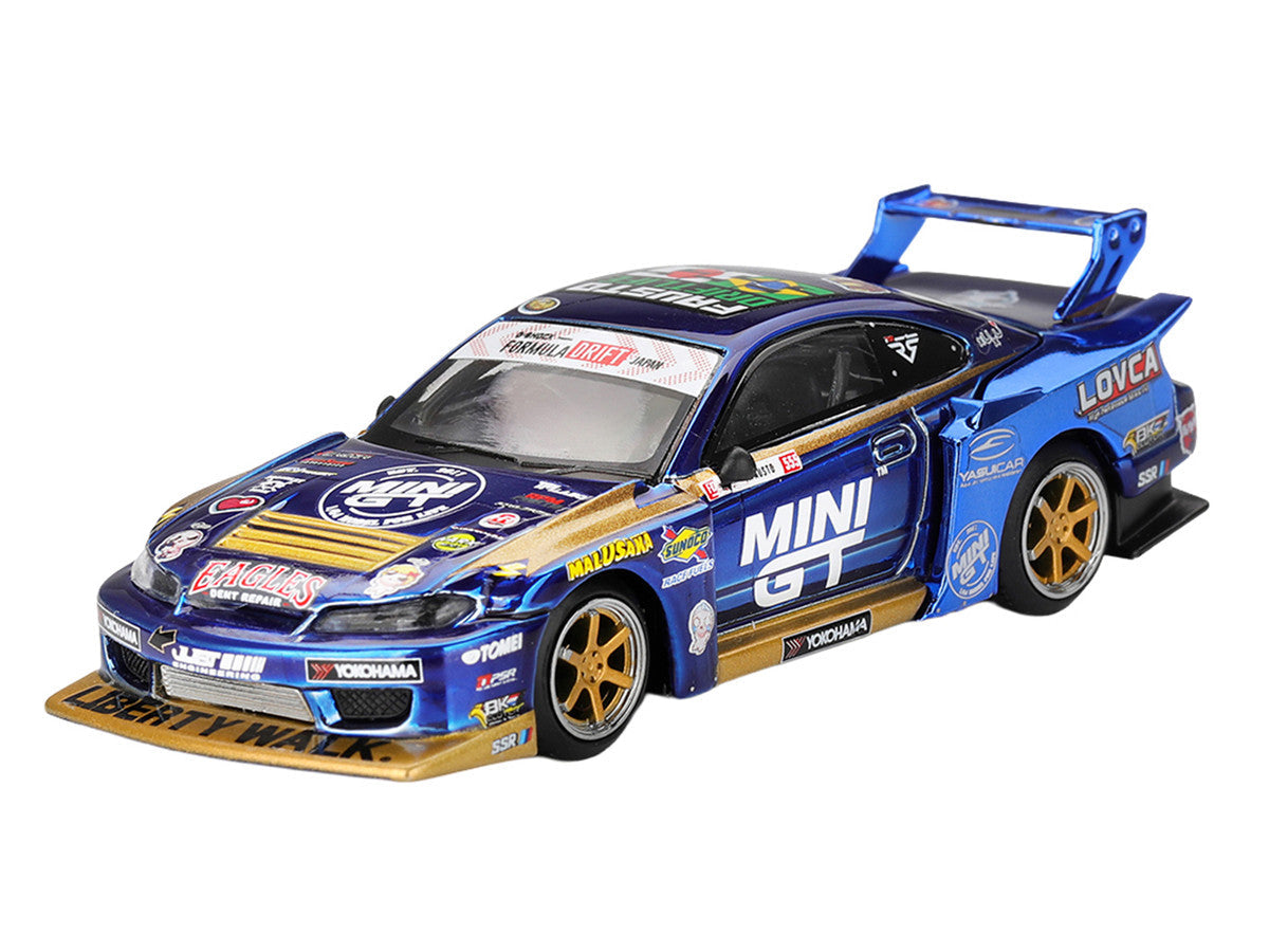 Nissan Silvia (S15) LB-Super Silhouette RHD (Right Hand Drive) #555 Yukio Fausto "Team MINI GT Liberty Walk" "Formula Drift Japan" (2025) Limited Edition 1/64 Diecast Model Car by Mini GT Mini GT