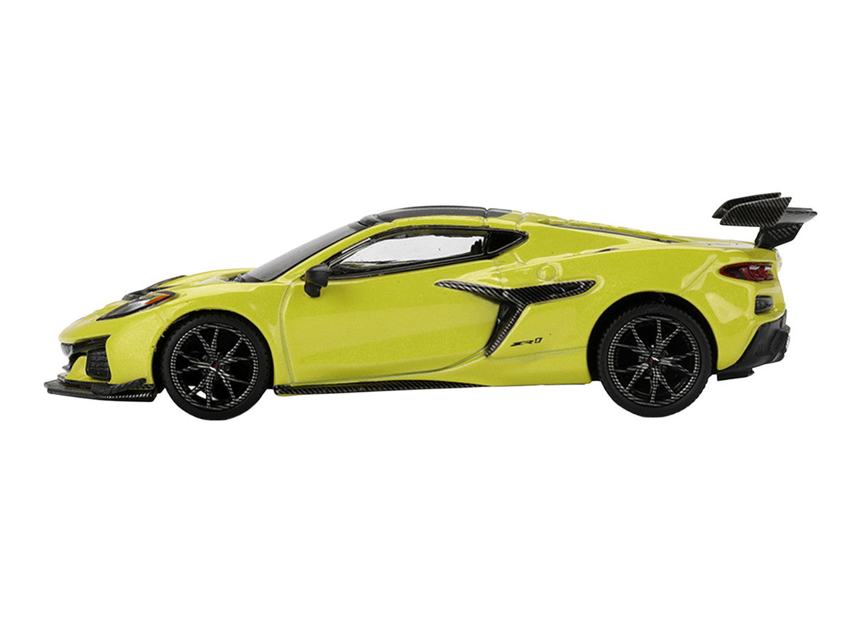 Chevrolet Corvette ZR1 Accelerate Yellow with Carbon Top Limited Edition 1/64 Diecast Model Car by Mini GT Mini GT