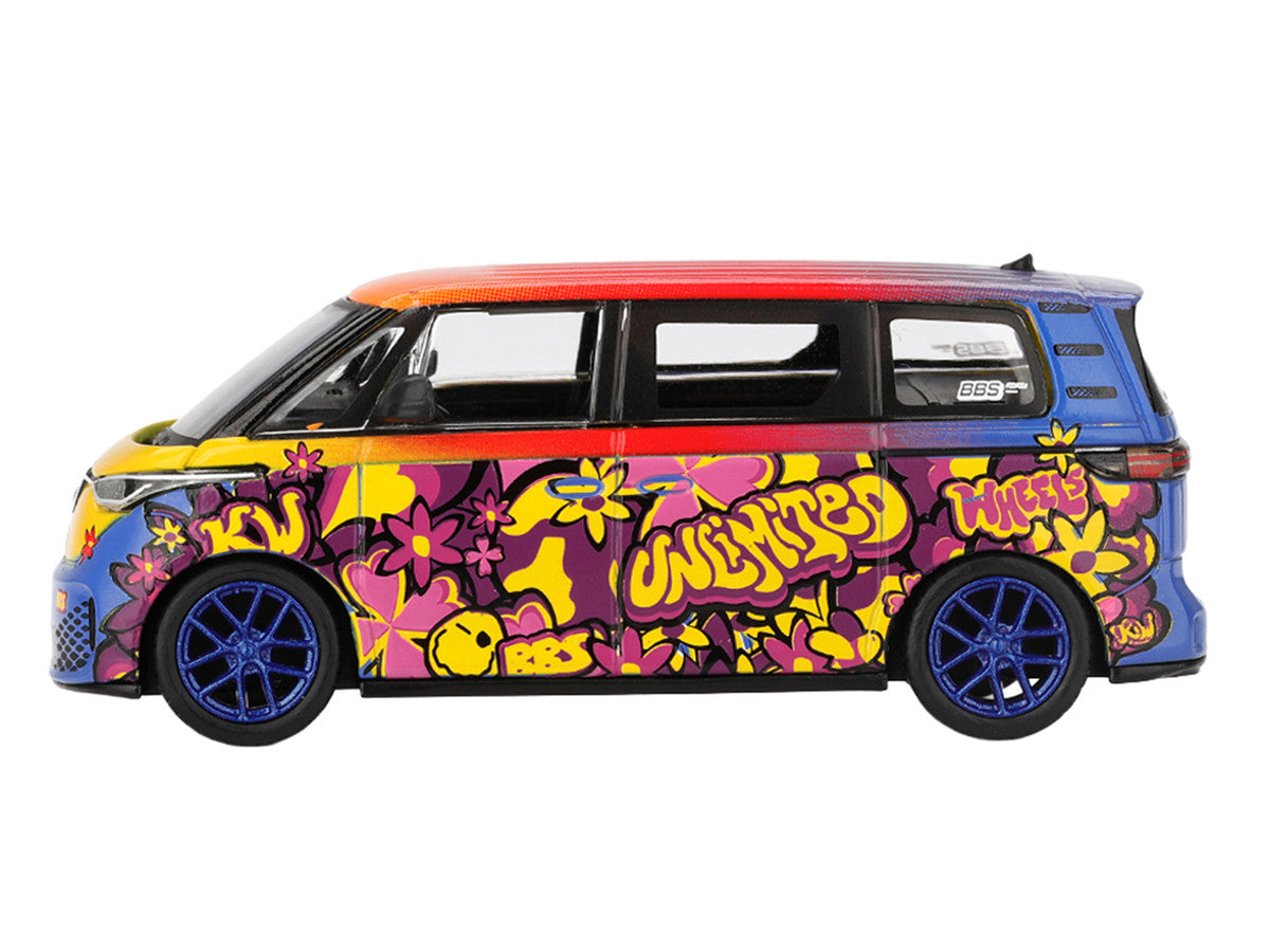 Volkswagen ID.Buzz Van "KW/BBS" Floral Graffiti Livery Limited Edition 1/64 Diecast Model Car by Mini GT Mini GT