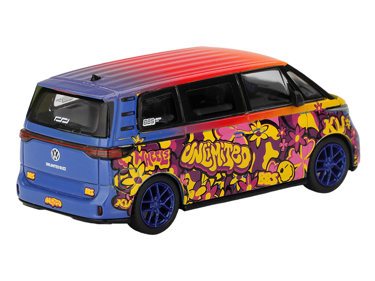 Volkswagen ID.Buzz Van "KW/BBS" Floral Graffiti Livery Limited Edition 1/64 Diecast Model Car by Mini GT Mini GT