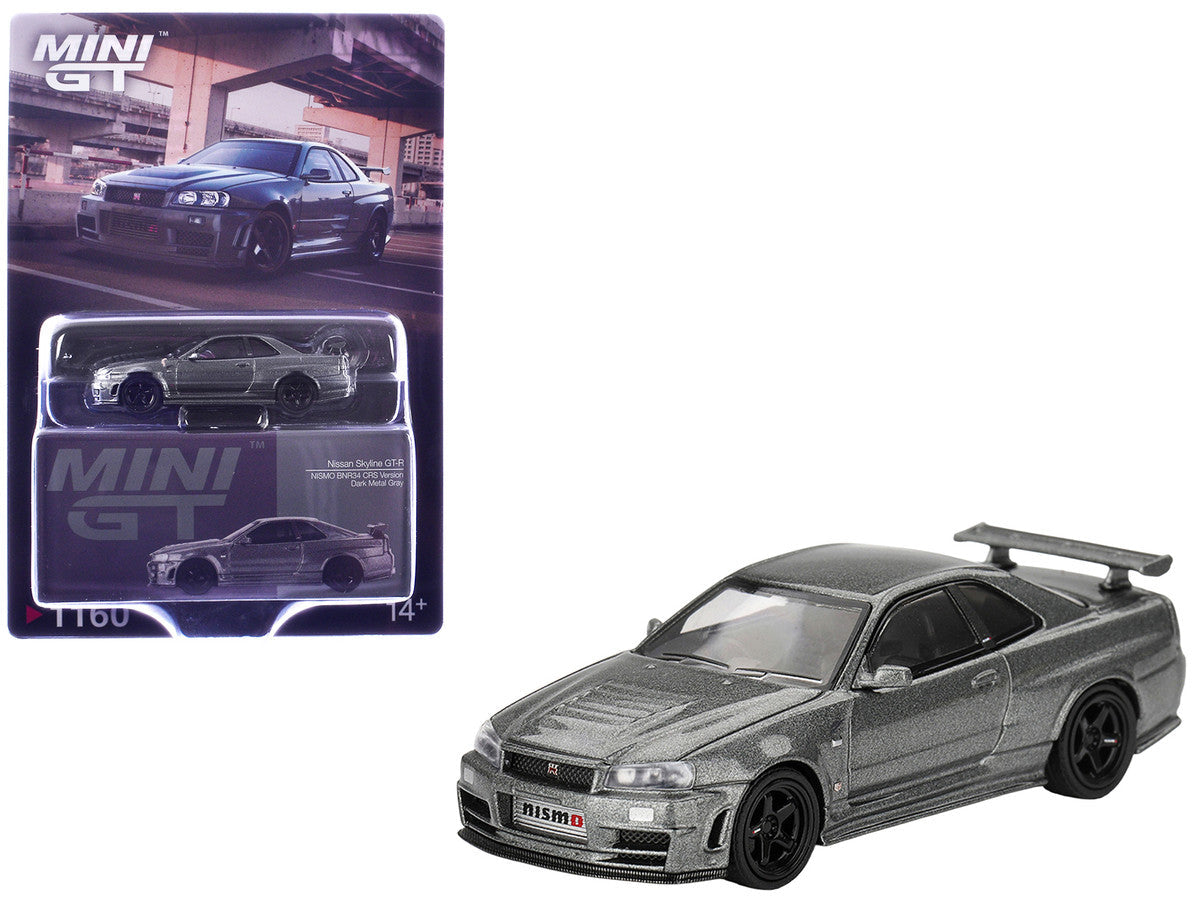 Nissan Skyline GT-R (NISMO BNR34 CRS Version) RHD (Right Hand Drive) Dark Metal Gray Metallic Limited Edition 1/64 Diecast Model Car by Mini GT Mini GT