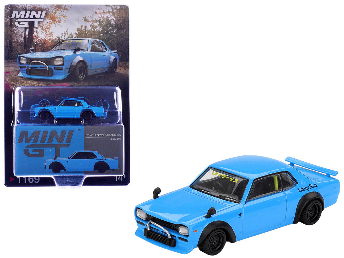 Nissan LB-Works Hakosuka RHD (Right Hand Drive) Baby Blue Limited Edition 1/64 Diecast Model Car by Mini GT Mini GT