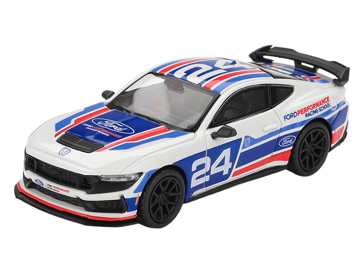 Ford Mustang Dark Horse #24 "Ford Performance Racing School" White with Red and Blue Graphics Limited Edition 1/64 Diecast Model Car by Mini GT Mini GT