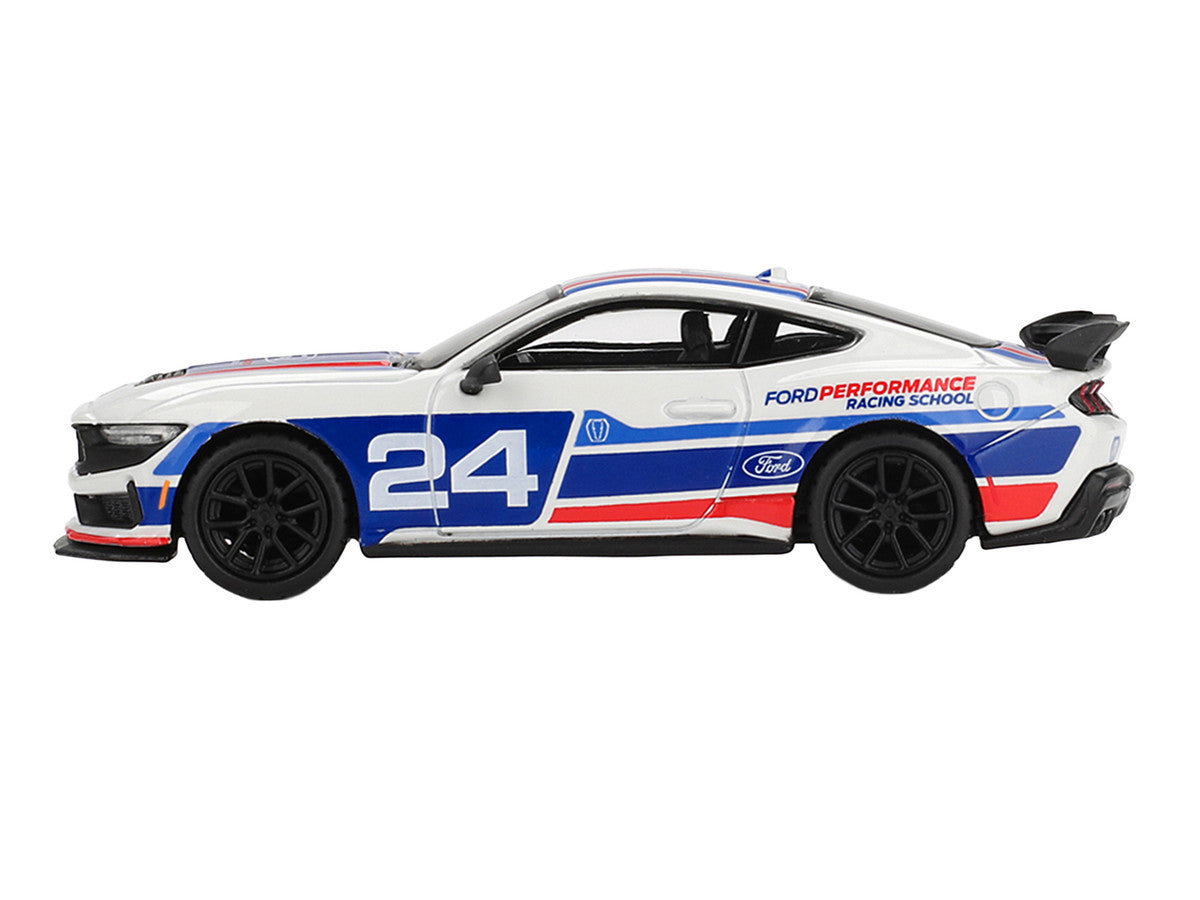 Ford Mustang Dark Horse #24 "Ford Performance Racing School" White with Red and Blue Graphics Limited Edition 1/64 Diecast Model Car by Mini GT Mini GT