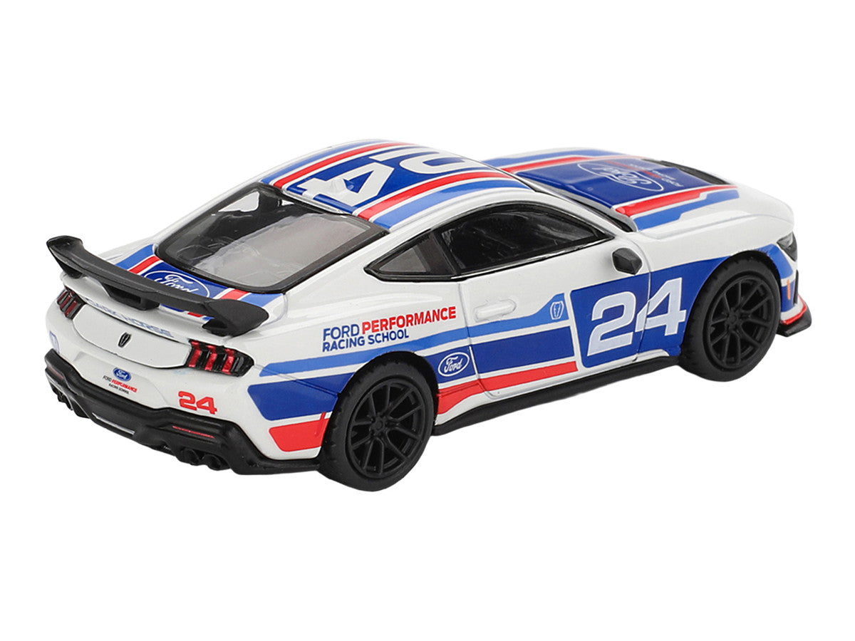 Ford Mustang Dark Horse #24 "Ford Performance Racing School" White with Red and Blue Graphics Limited Edition 1/64 Diecast Model Car by Mini GT Mini GT