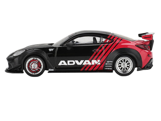 Toyota GR86 "LB-Nation - Liberty Walk" RHD (Right Hand Drive) "ADVAN" Black and Red with Carbon Hood Limited Edition 1/64 Die Cast Model Car by Mini GT Mini GT
