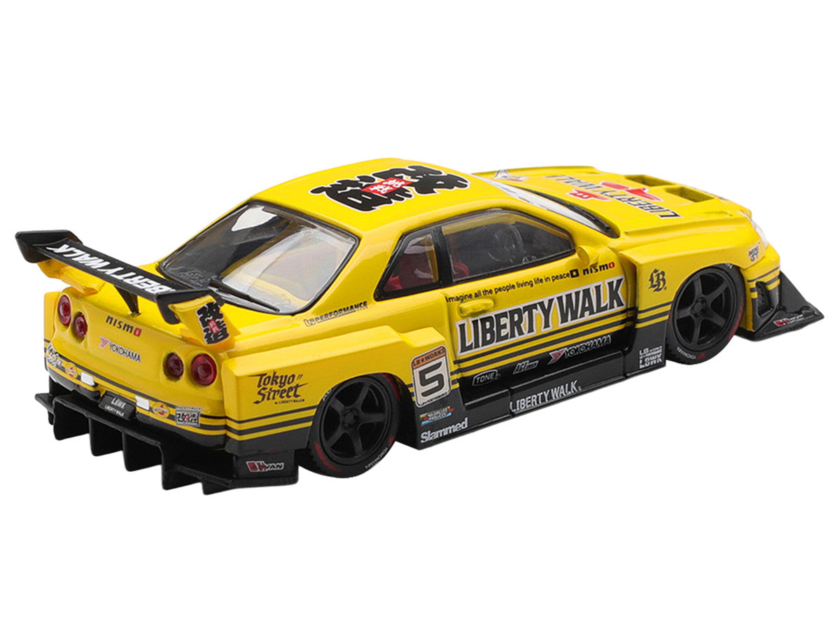 Nissan LB-ER34 Super Silhouette Skyline RHD (Right Hand Drive) #5 Sport Yellow with Graphics Limited Edition 1/64 Diecast Model Car by Mini GT Mini GT