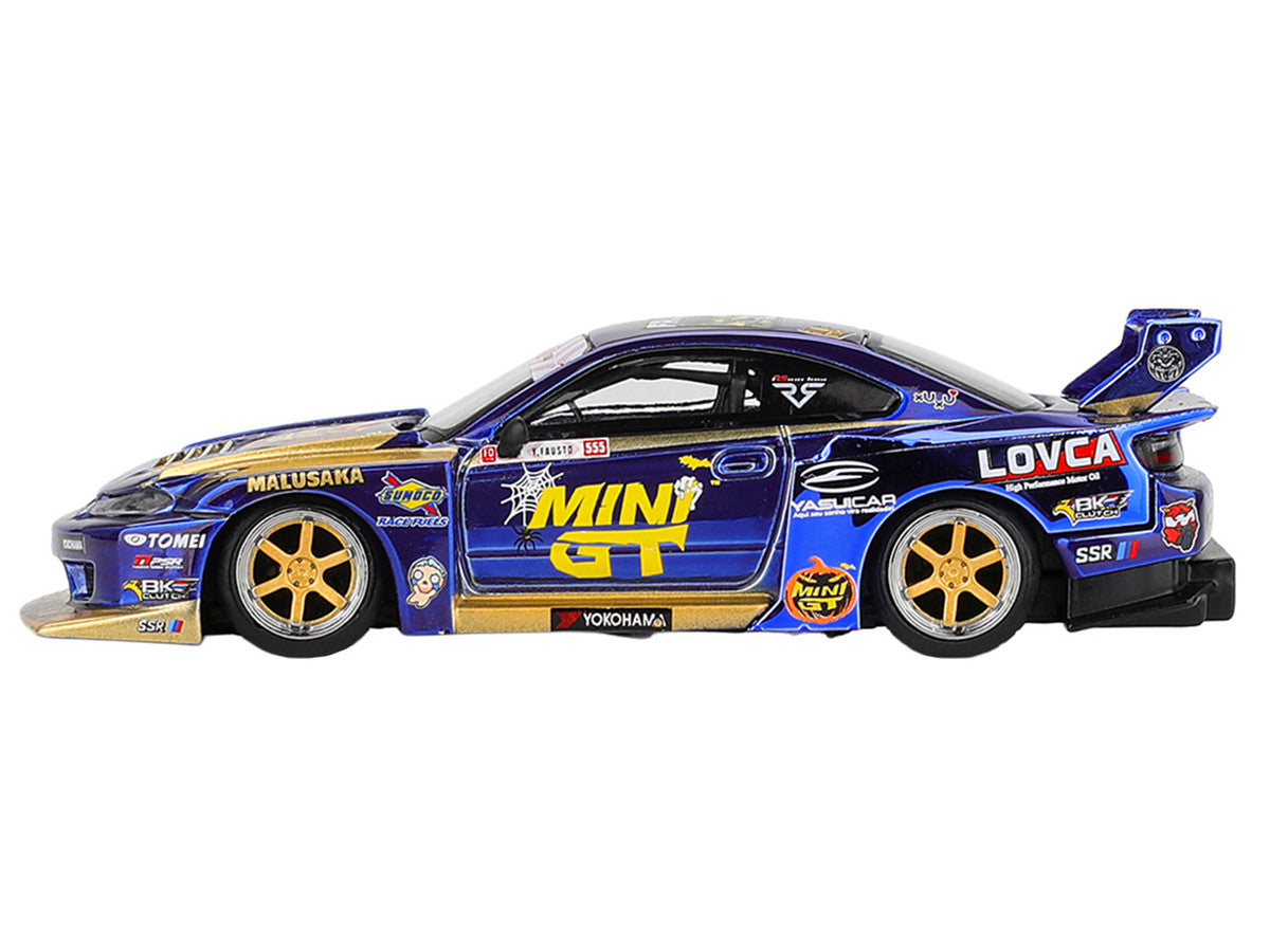 Nissan Silvia (S15) LB-Super Silhouette RHD (Right Hand Drive) #555 Yukio Fausto "Team MINI GT Liberty Walk" Halloween Special "Formula Drift Japan" (2025) Limited Edition 1/64 Diecast Model Car by Mini GT Mini GT