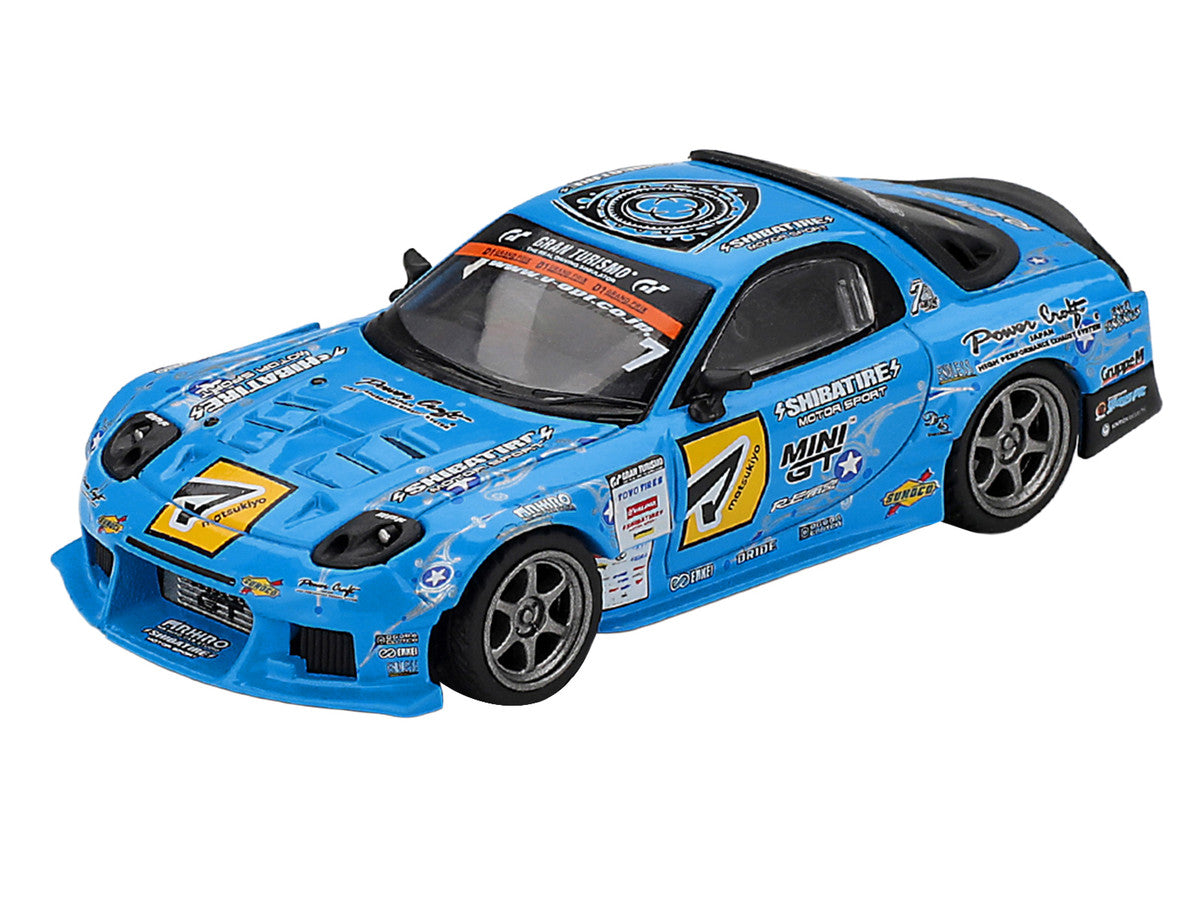 Mazda RX-7 RE-Amemiya RHD (Right Hand Drive) Blue with Graphics "D1GP" (2025) Limited Edition 1/64 Diecast Model Car by Mini GT Mini GT