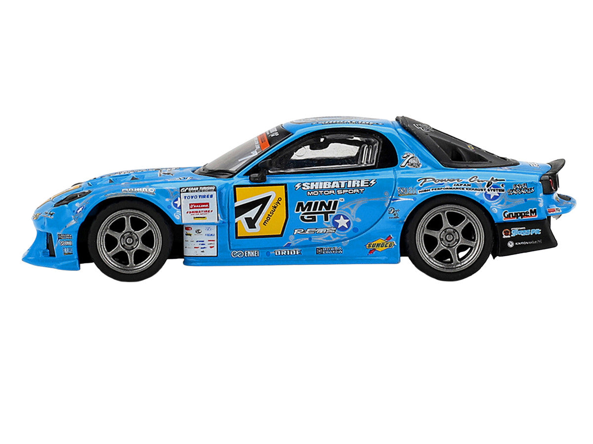 Mazda RX-7 RE-Amemiya RHD (Right Hand Drive) Blue with Graphics "D1GP" (2025) Limited Edition 1/64 Diecast Model Car by Mini GT Mini GT