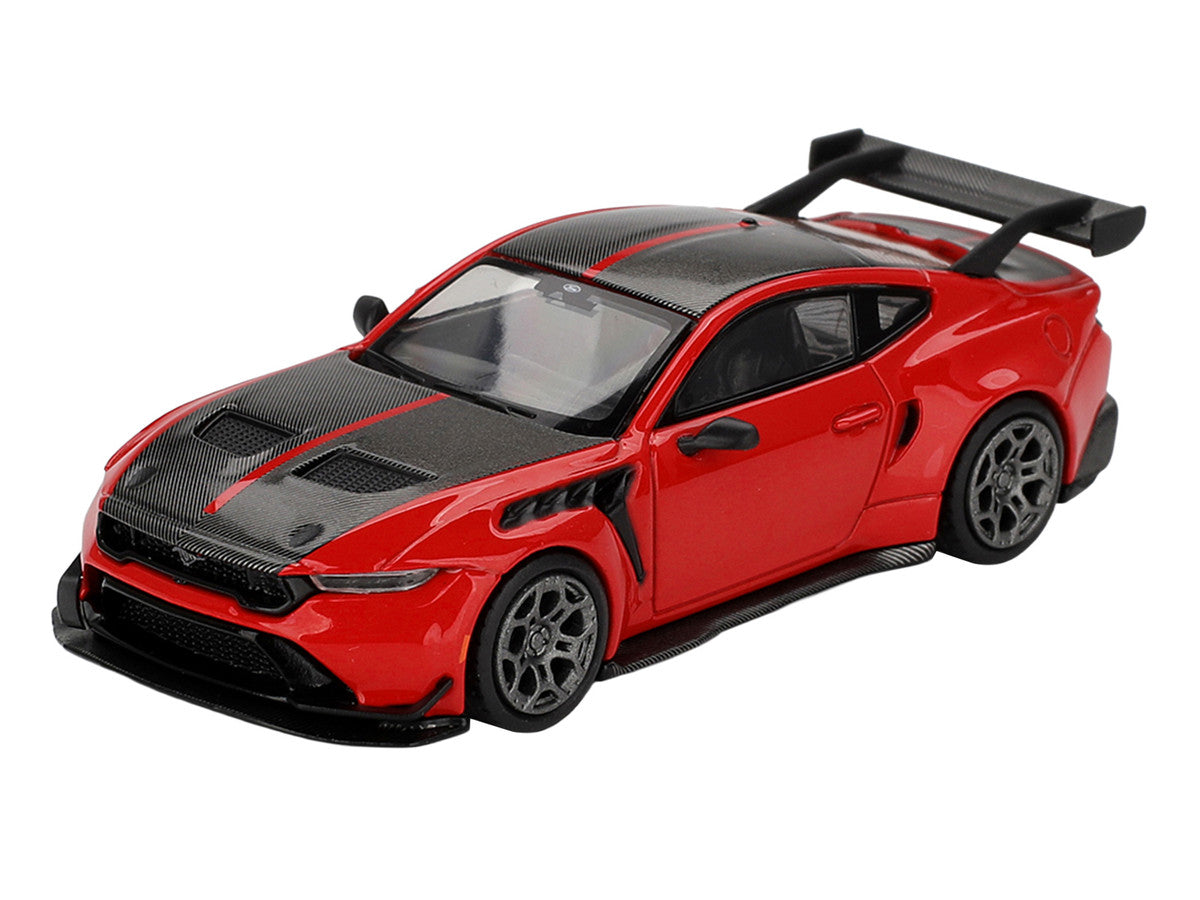 Ford Mustang GTD Race Red with Carbon Hood and Top Limited Edition 1/64 Die Cast Model Car by Mini GT Mini GT