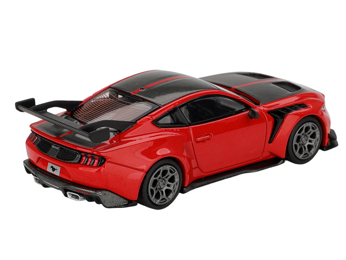 Ford Mustang GTD Race Red with Carbon Hood and Top Limited Edition 1/64 Die Cast Model Car by Mini GT Mini GT