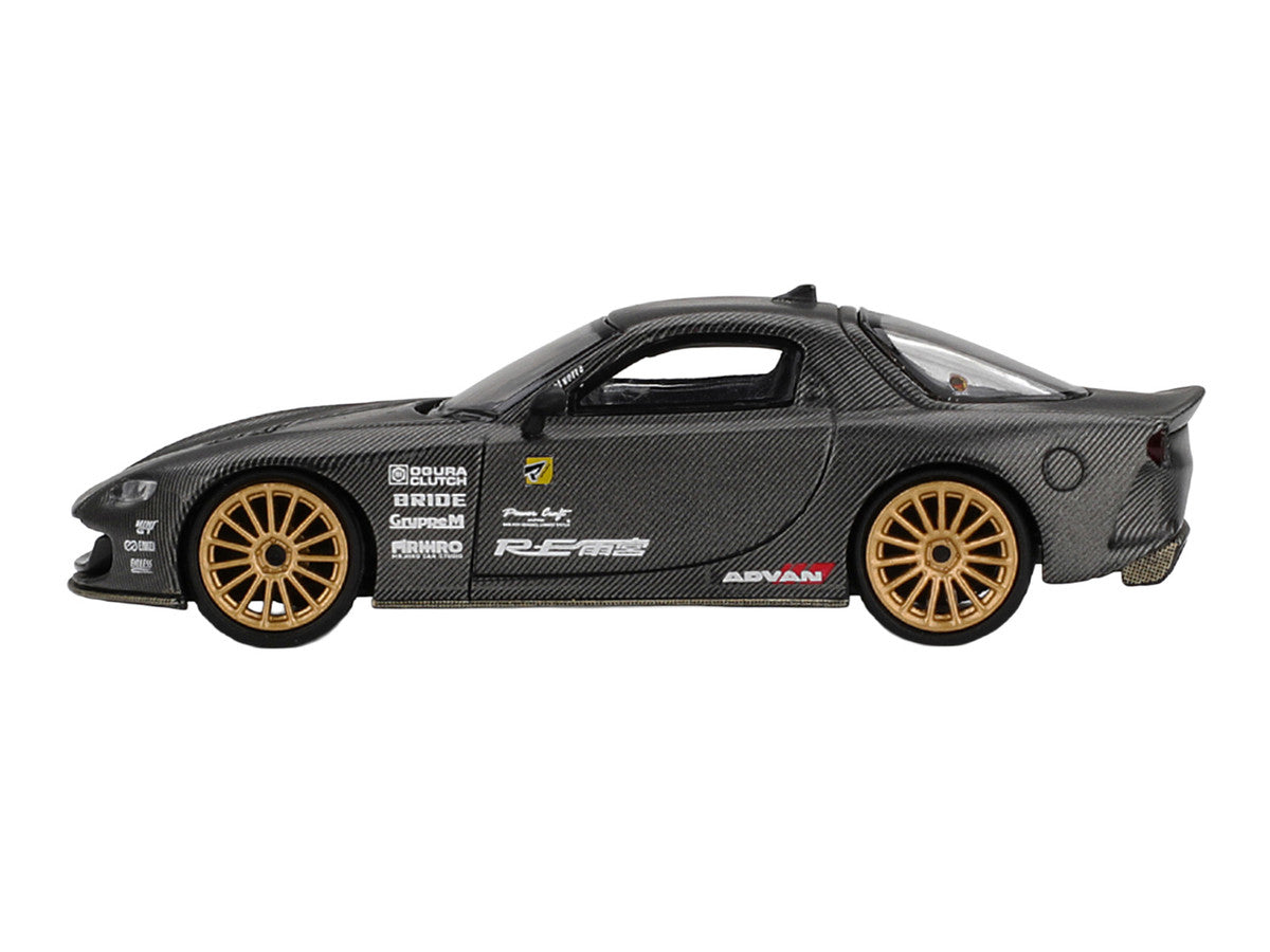 Mazda RX-7 RE-Amemiya "Matsukiyo KOKU 3 Rotor NA-7" Carbon Fiber "Tokyo Auto Salon 2025 Best Tuned Car Award" Limited Edition 1/64 Diecast Model Car by Mini GT Mini GT